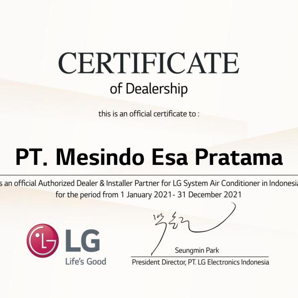 LG Certificate Of Dealership
